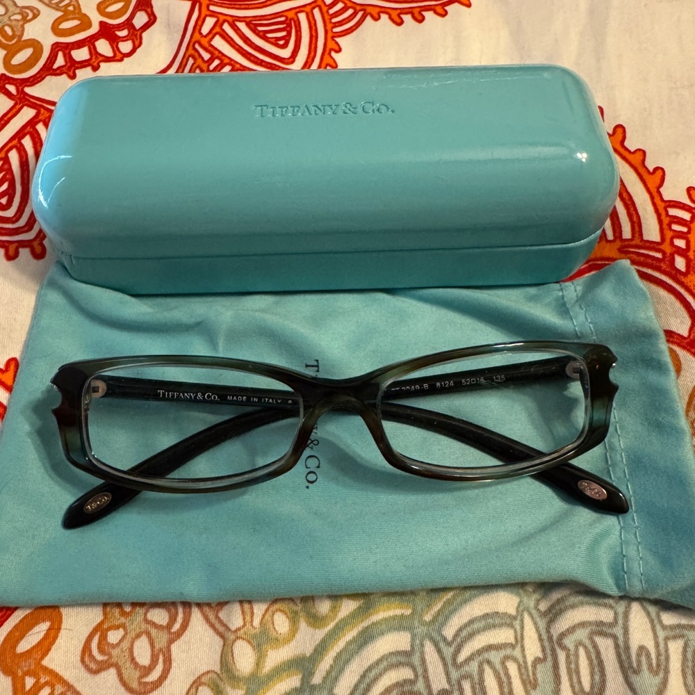 Tiffany & Co. Black and Teal tortoise shell glasses